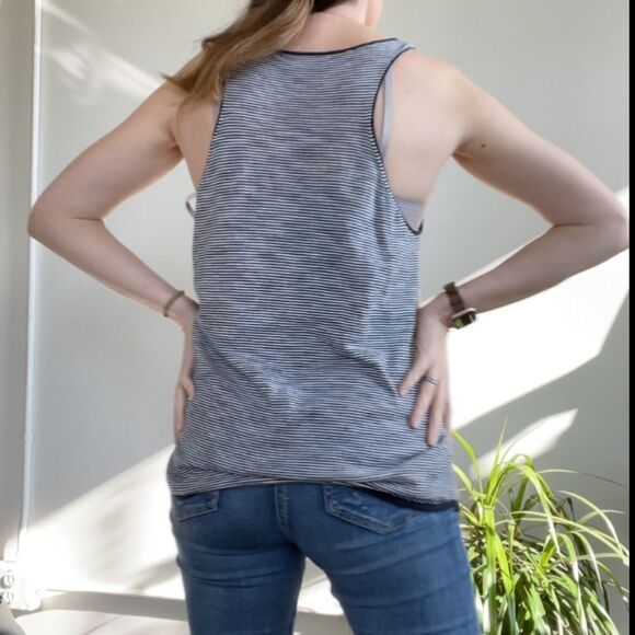 360 Sweater Cotton Racer Back Navy Striped Tank M - Picture 4 of 14